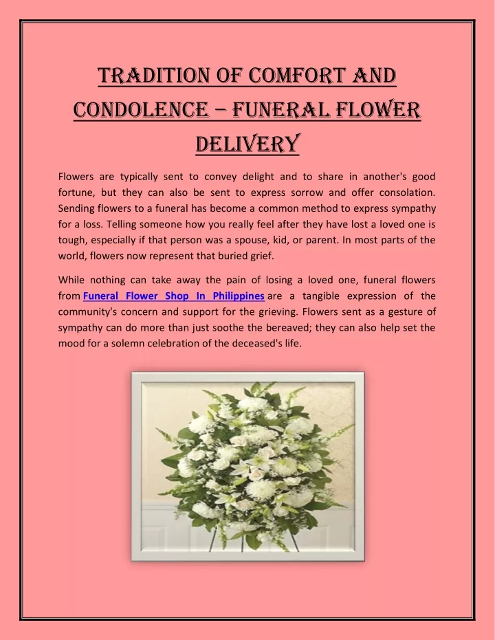 tradition of comfort and condolence funeral