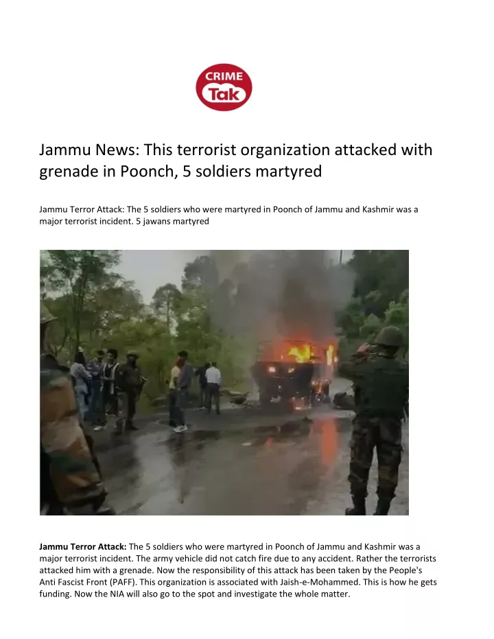 jammu news this terrorist organization attacked