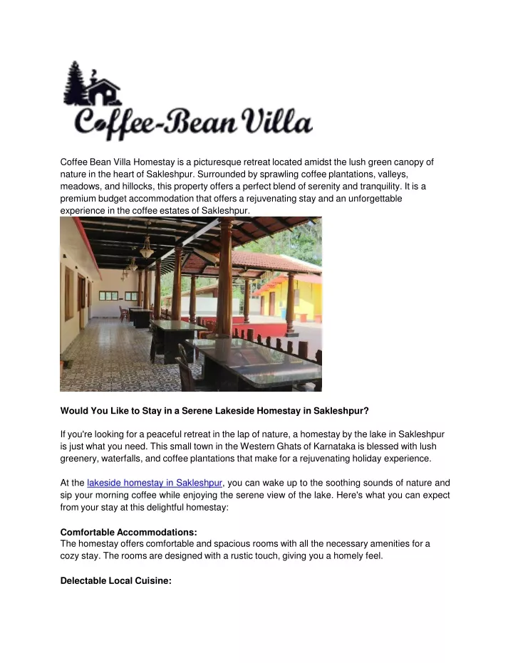 coffee bean villa homestay is a picturesque