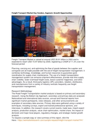freight transport market key vendors segment