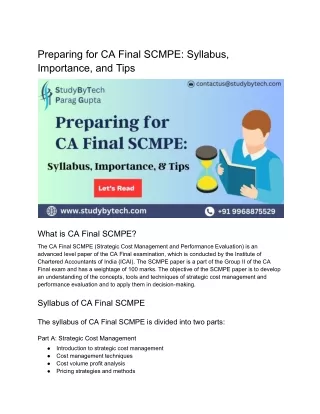 Preparing for CA Final SCMPE_ Syllabus, Importance, and Tips