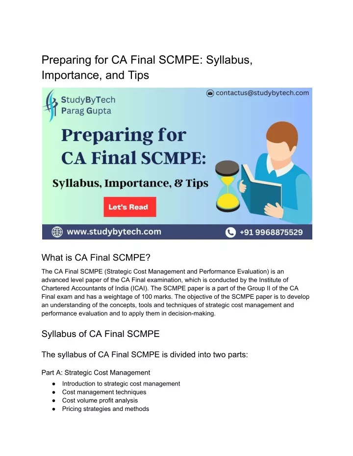 preparing for ca final scmpe syllabus importance
