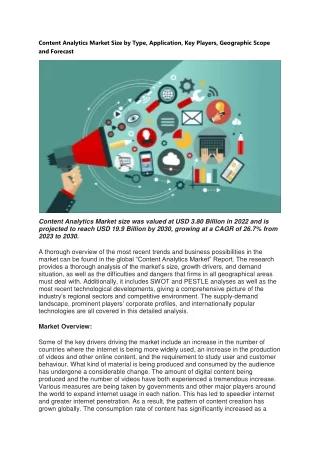 content analytics market size by type application