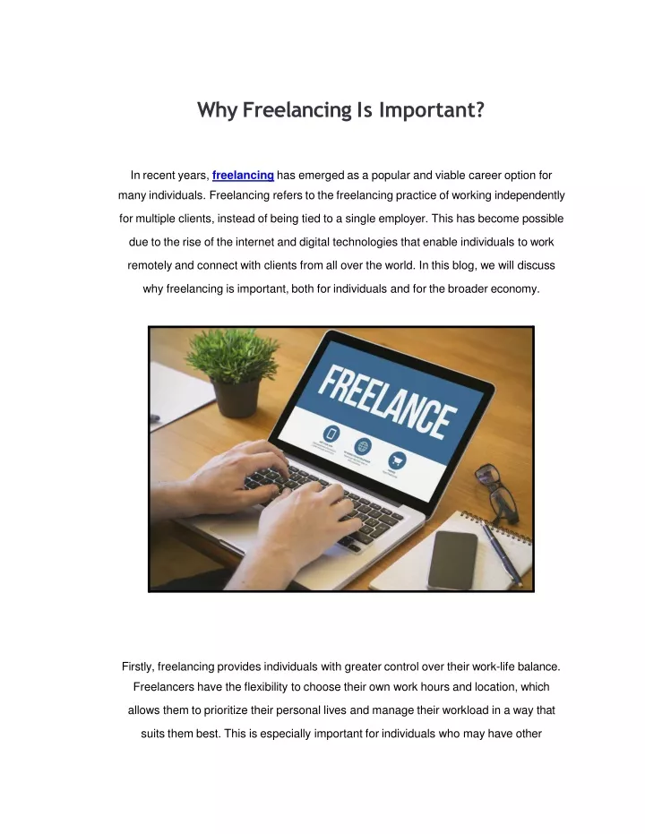 why freelancing is important