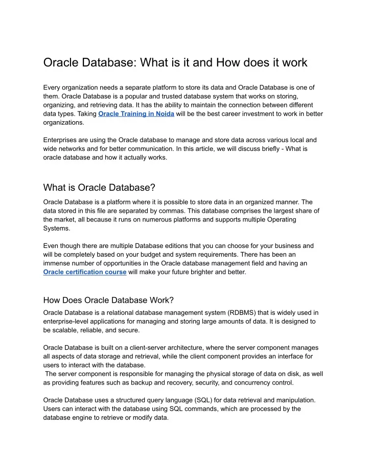 oracle database what is it and how does it work