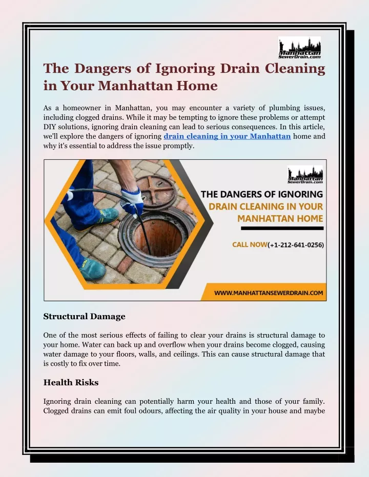 the dangers of ignoring drain cleaning in your