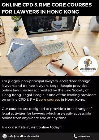 Online CPD & RME Core Courses for Lawyers in Hong Kong