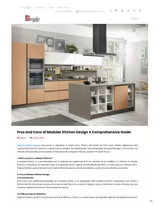 Pros and Cons of Modular Kitchen Design A Comprehensive Guide