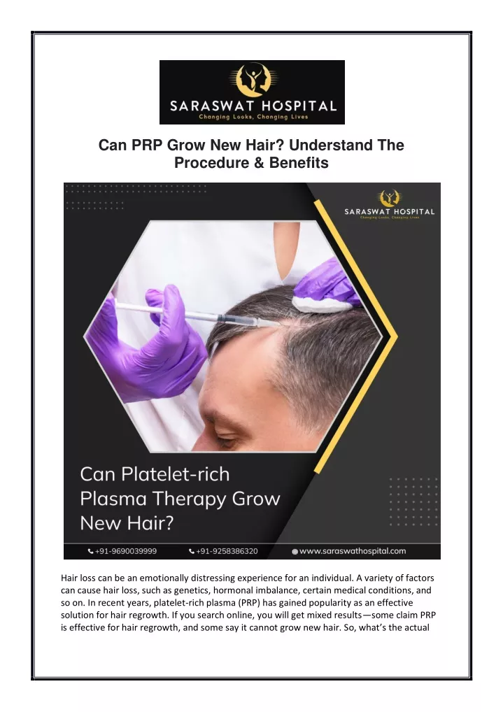 can prp grow new hair understand the procedure