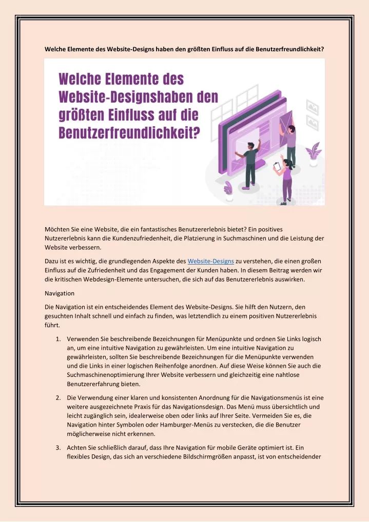 welche elemente des website designs haben