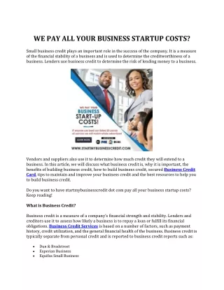 WE PAY ALL YOUR BUSINESS STARTUP COSTS