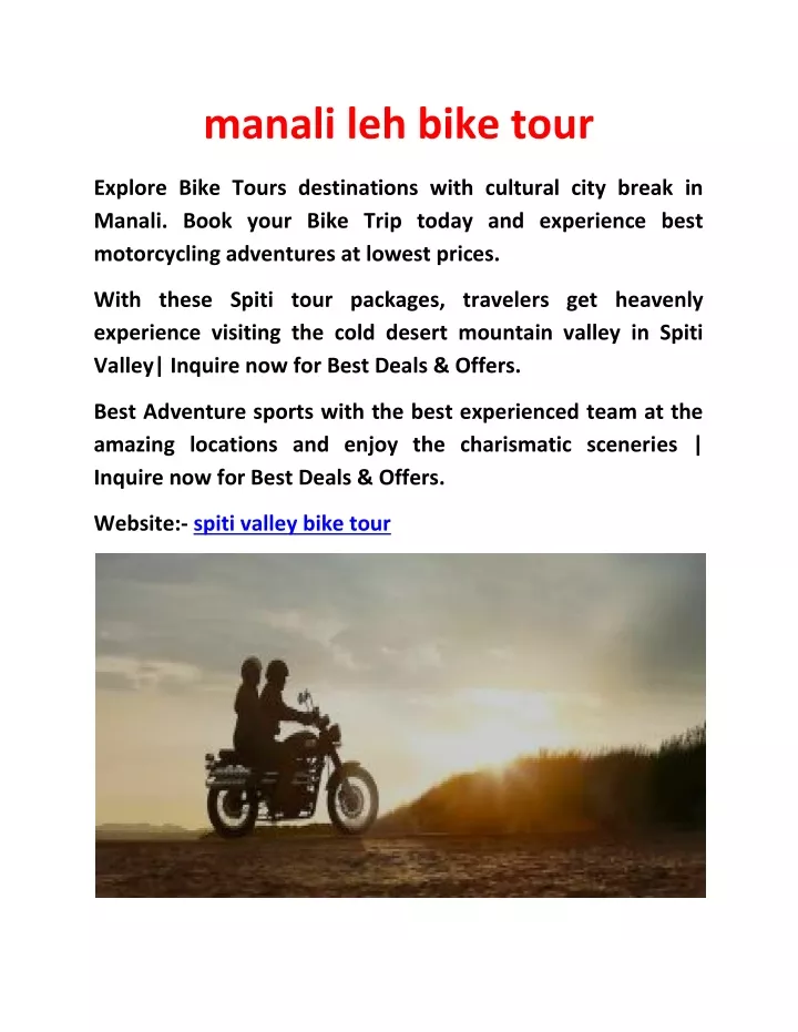 manali leh bike tour