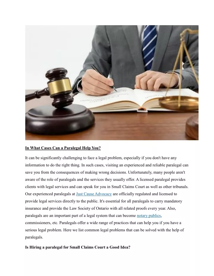 in what cases can a paralegal help you