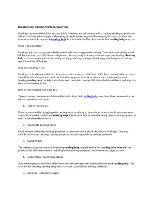 reading help finding assistance near you