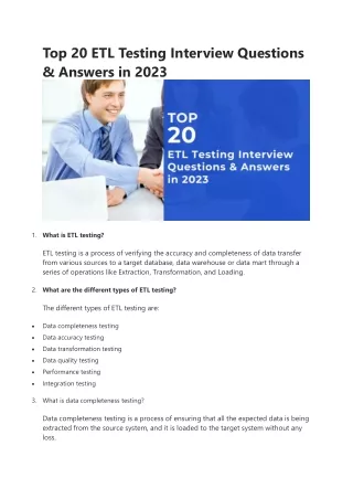 top 20 etl testing interview questions answers