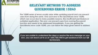 relevant methods to address quickbooks error 15240