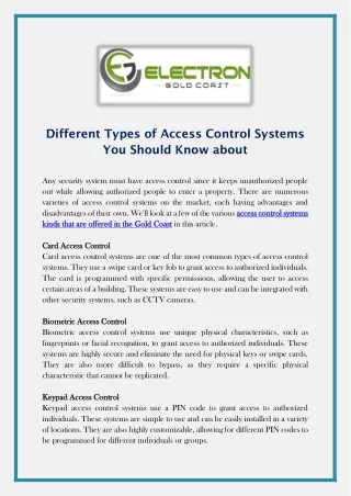 Different Types of Access Control Systems You Should Know about