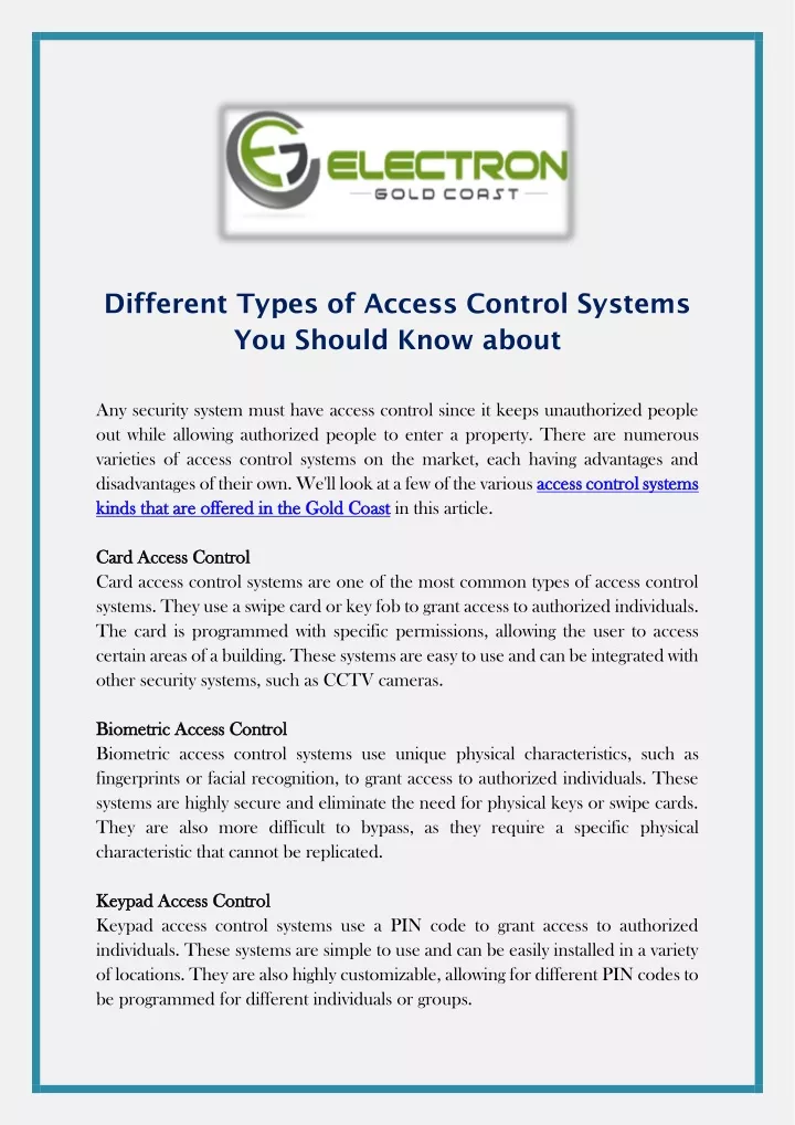 different types of access control systems