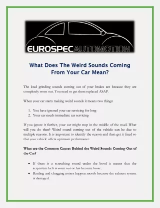 What Does The Weird Sounds Coming From Your Car Mean