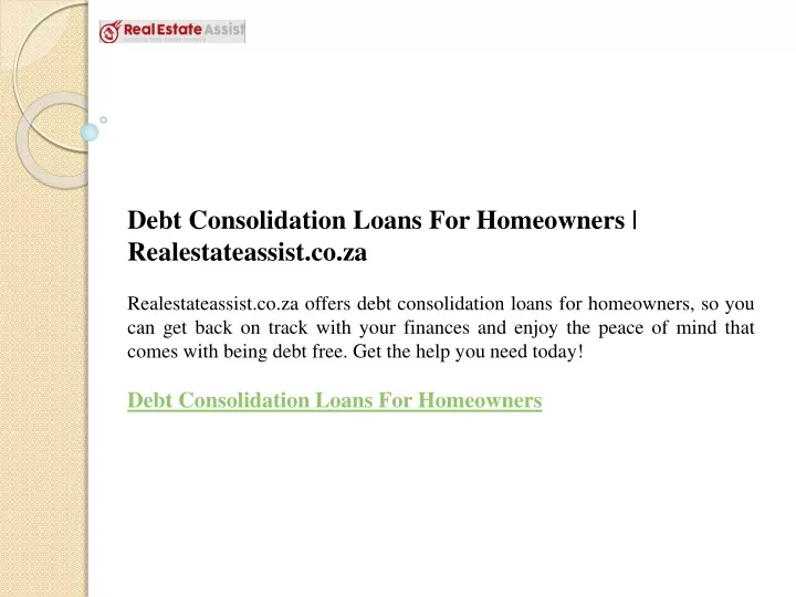 debt consolidation loans for homeowners