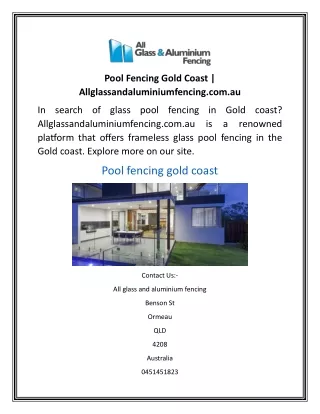 Pool Fencing Gold Coast Allglassandaluminiumfencing.com.au