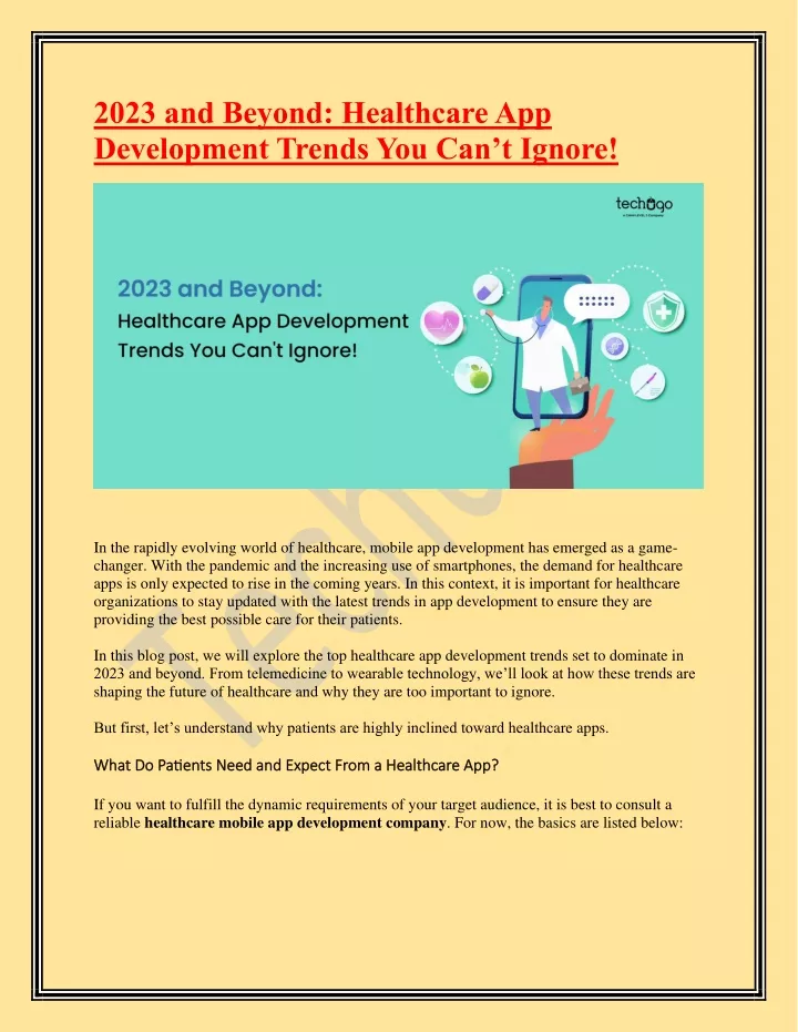 2023 and beyond healthcare app development trends