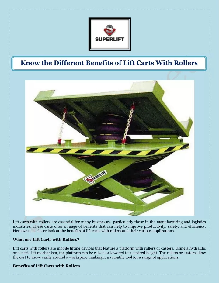 know the different benefits of lift carts with