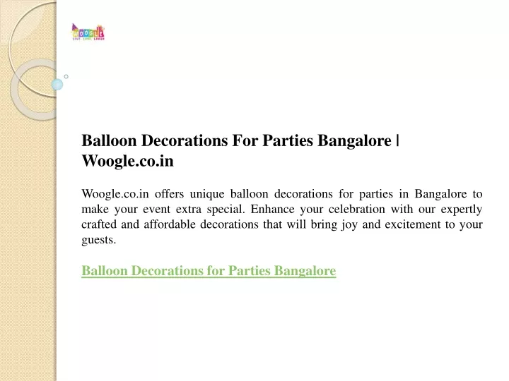 balloon decorations for parties bangalore woogle