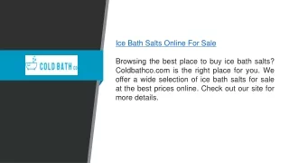 Ice Bath Salts Online For Sale  Coldbathco.com