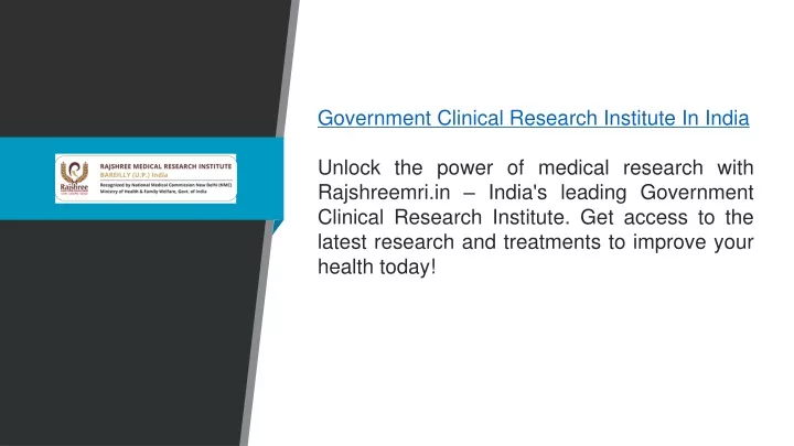 government clinical research institute in india