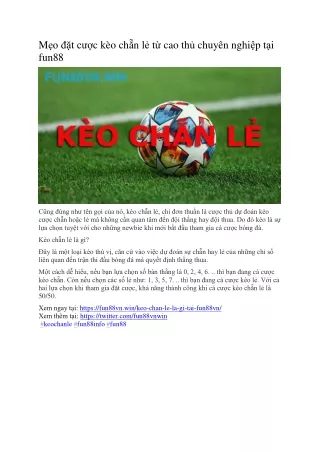 Kèo chẵn lẻ và cách chơi hay cho newbie nên biết tại fun88