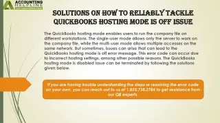 solutions on how to reliably tackle quickbooks hosting mode is off issue