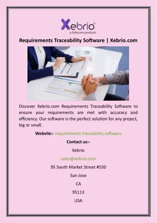 Requirements Traceability Software  Xebrio
