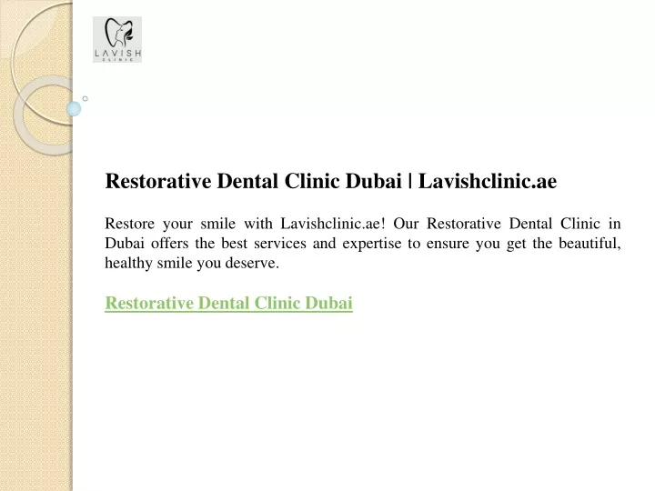 restorative dental clinic dubai lavishclinic
