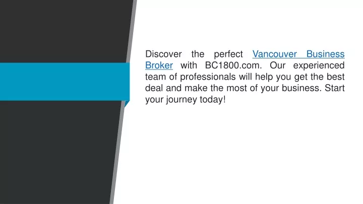 discover the perfect vancouver business broker