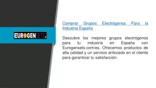 Compra de grupos electrógenos para la industria en España