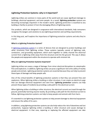 Lightning Protection Systems: why is it important?