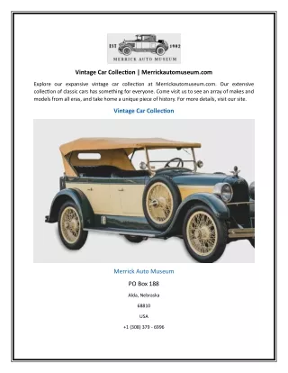 Vintage Car Collection | Merrickautomuseum.com