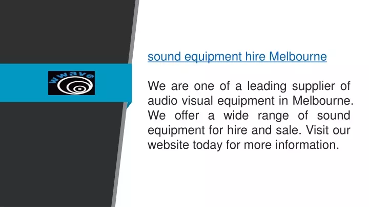 sound equipment hire melbourne