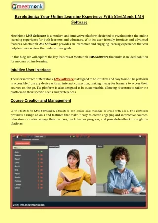 Revolutionize Your Online Learning Experience With MeetMonk LMS Software
