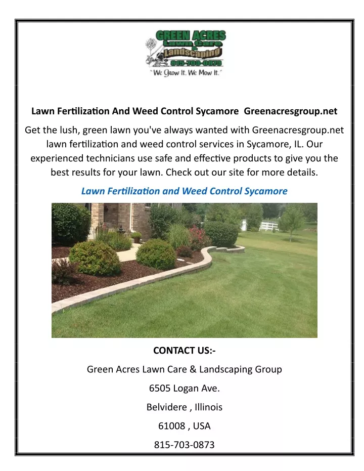 lawn fertilization and weed control sycamore