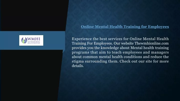 online mental health training for employees
