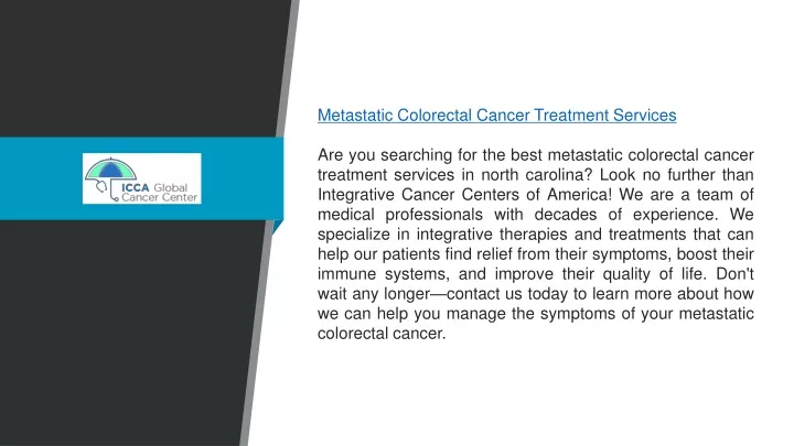 metastatic colorectal cancer treatment services