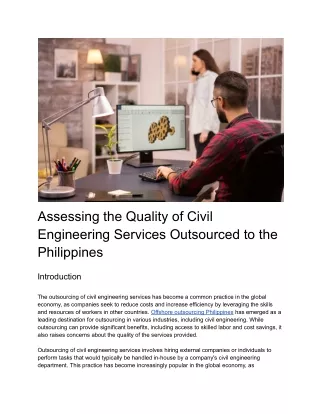 Assessing the Quality of Civil Engineering Services Outsourced to the Philippines