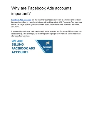 Buy Facebook Ads Accounts