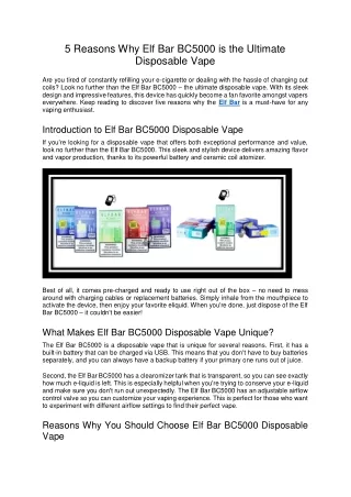 5 Reasons Why Elf Bar BC5000 is the Ultimate Disposable Vape