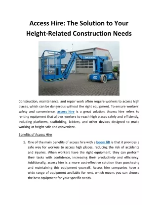 access hire the solution to your height related