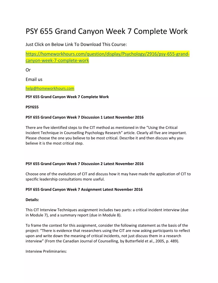 psy 655 grand canyon week 7 complete work