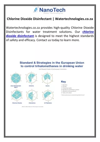 Chlorine Dioxide Disinfectant | Watertechnologies.co.za