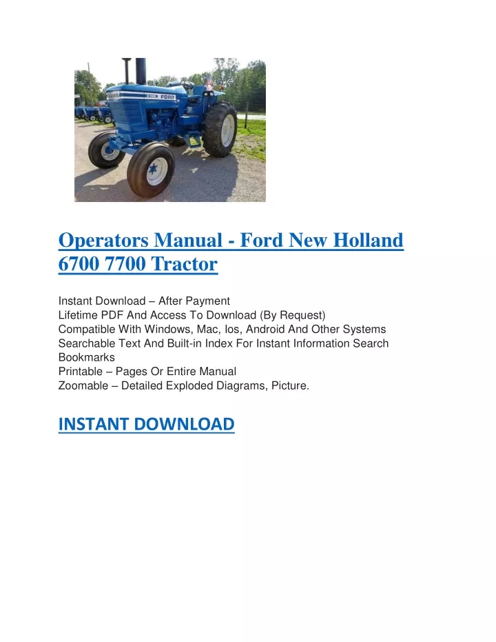 operators manual ford new holland 6700 7700